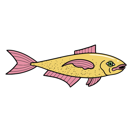 Traço de cor de peixe amarelo e rosa Desenho PNG