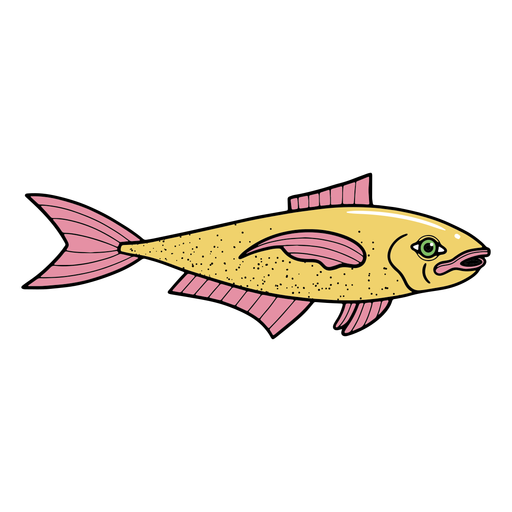Trazo de color de pez amarillo y rosa. Diseño PNG