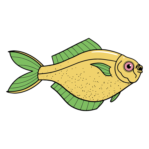 Curso de cor de peixe amarelo e verde