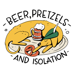 Bier, Brezeln und Isolationsabzeichen PNG-Design