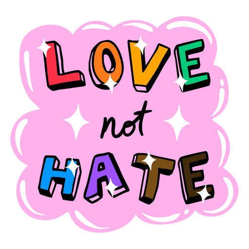 Amor no odio cita colorida trazo de color Diseño PNG