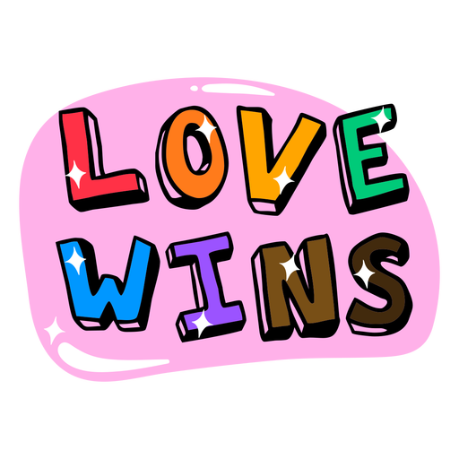 Love wins sparkly lgbt badge PNG Design