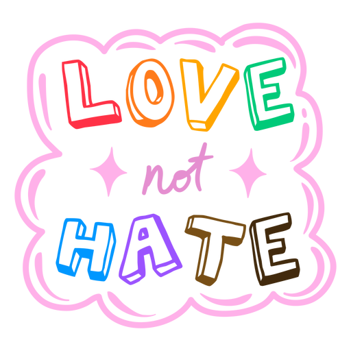 Liebe nicht Hass Zitat Farbstrich PNG-Design