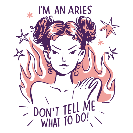 Aries horoscope angry girl badge PNG Design