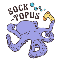 Sock-topus octopus quote color stroke PNG Design