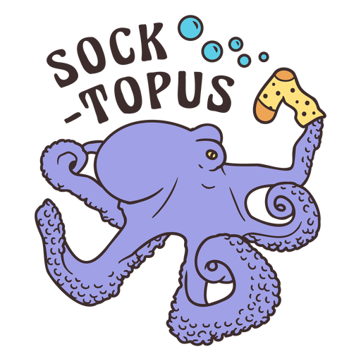 Trazo de color de cita de pulpo calcetín-topus Diseño PNG