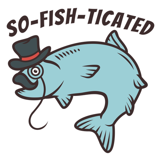 So-fish-ticated fish quote color stroke PNG Design