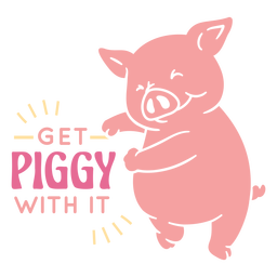 Ponte cerdito con su insignia Diseño PNG