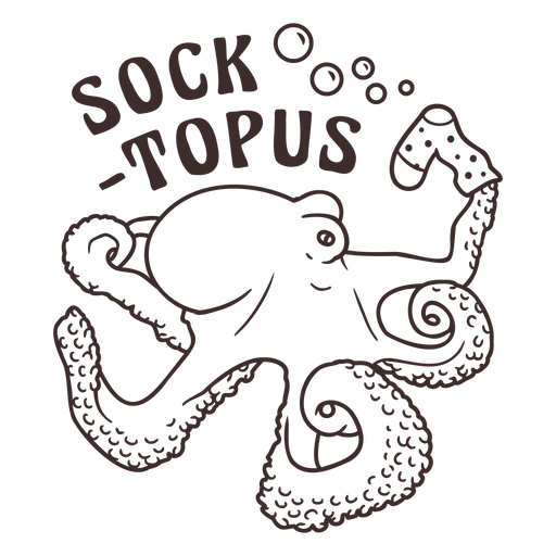 Sock-topus animal quotes stroke PNG Design