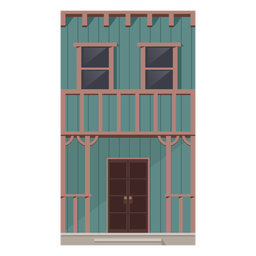 Velho oeste azul edifício semi-plano Desenho PNG