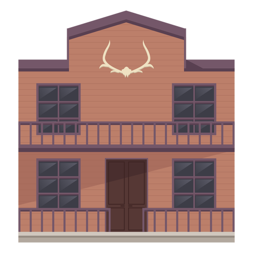 Wild-West-Rosa-Gebäude halb flach PNG-Design