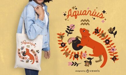 Aquarius zodiac tote bag design