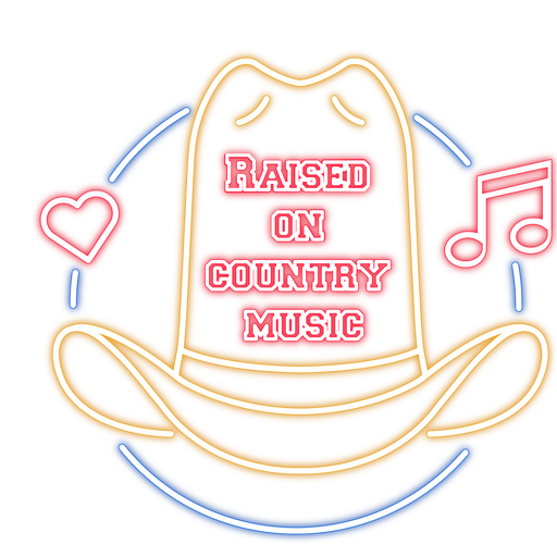 Raised on country music badge PNG Design
