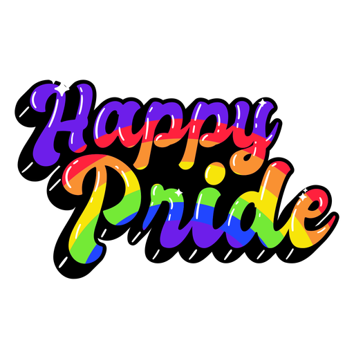 Happy pride rainbow lettering PNG Design