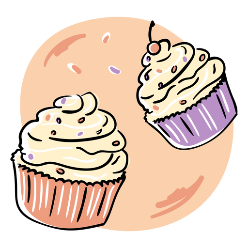 Cupcakes color stroke PNG Design
