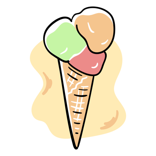 Pastel icecream cone color stroke PNG Design