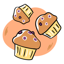 Traço de cor de muffins de mirtilo