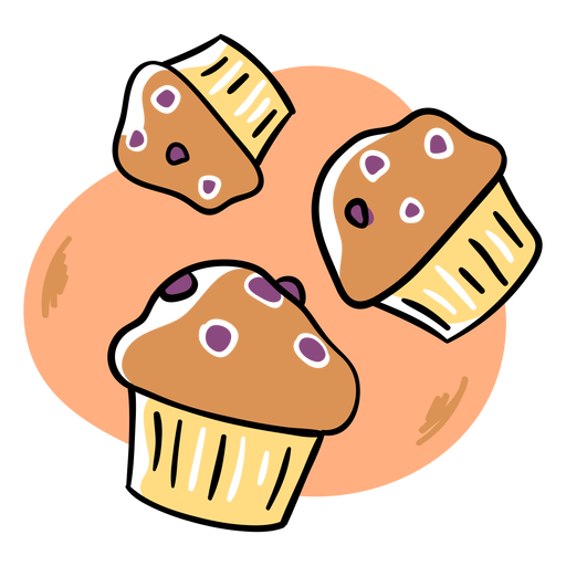 Blueberry muffins color stroke PNG Design