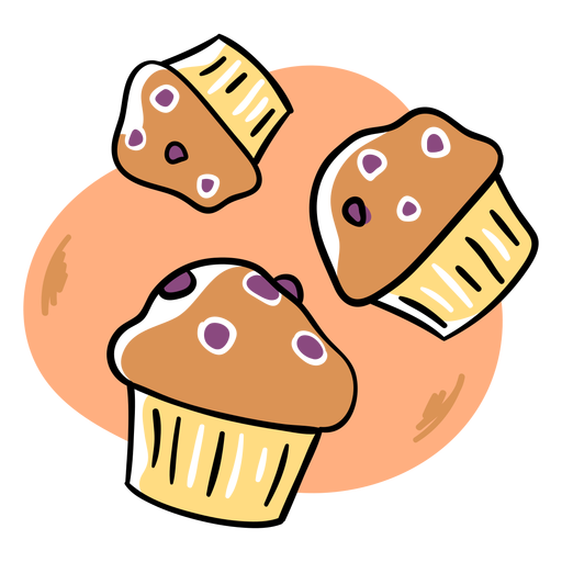 Traço de cor de muffins de mirtilo Desenho PNG