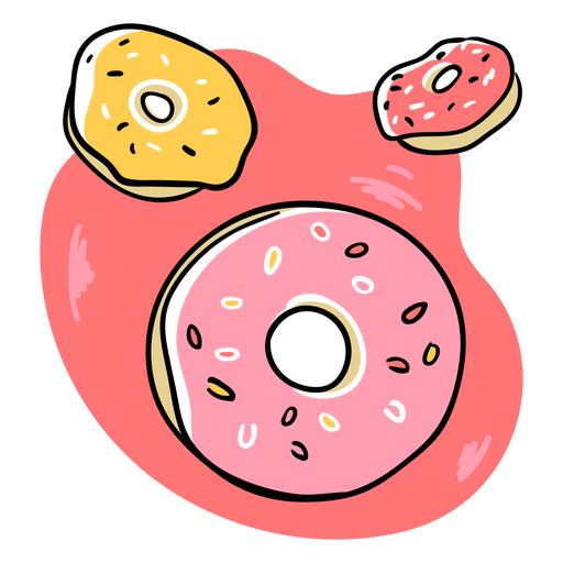 Pastel glazed donuts color stroke PNG Design