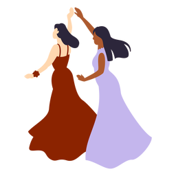Girls dancing flat PNG Design