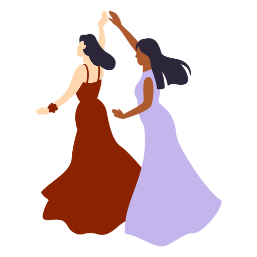 Girls dancing flat PNG Design