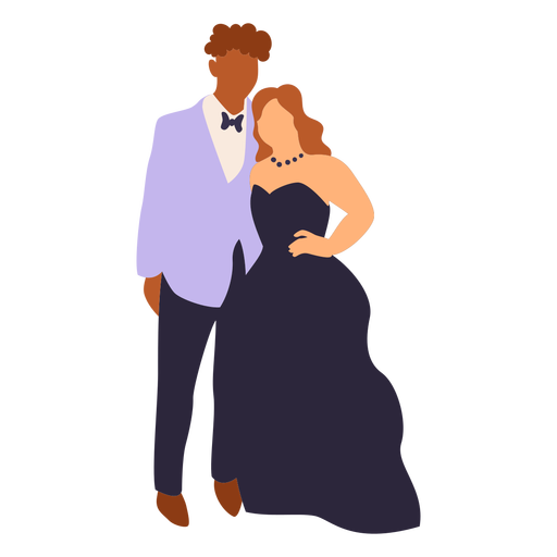 Couple prom picture flat PNG Design