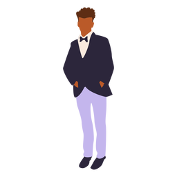 Elegant boy in purple prom suit PNG Design