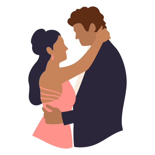 Pareja de baile abrazándose plana Diseño PNG