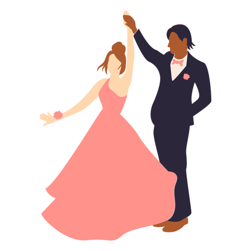 Prom-Paar tanzt flach PNG-Design