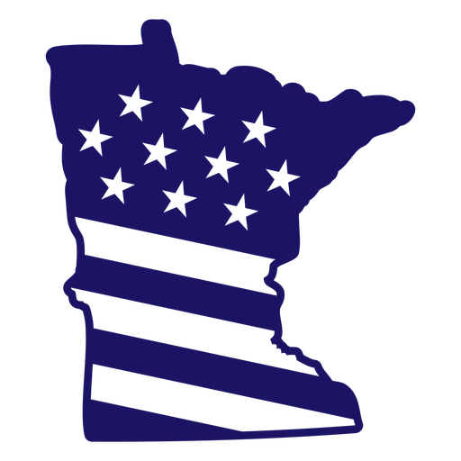 Mapa de tra?ado cheio de bandeira americana do estado de Minnesota Desenho PNG