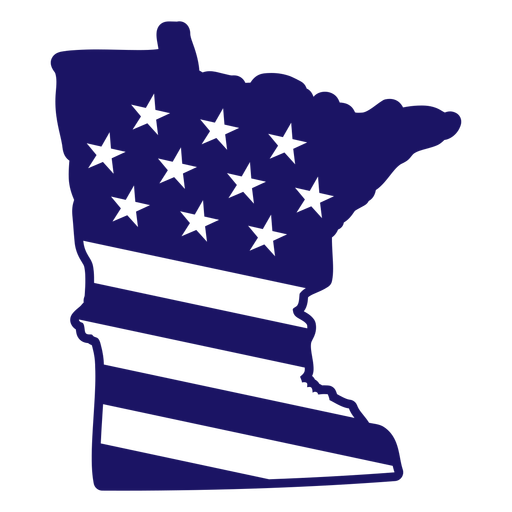 Mapa de traçado cheio de bandeira americana do estado de Minnesota Desenho PNG