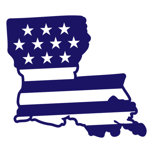 Mapa de tra?ado cheio de bandeira americana do estado de Louisiana Desenho PNG