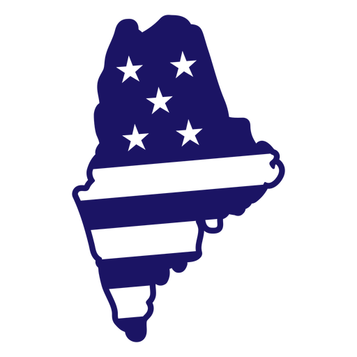 Mapa de trazo lleno de bandera americana del estado de Maine Diseño PNG
