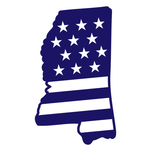 Mississippi state american flag filled stroke map