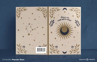 Lua do sol e capa de livro de texto místico
