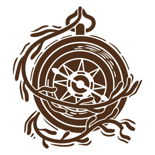 Compass tool with leaves PNG Design