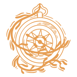 Equipo de brújula con hojas Diseño PNG