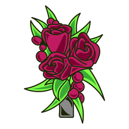 ramo de rosas trazo de color Diseño PNG