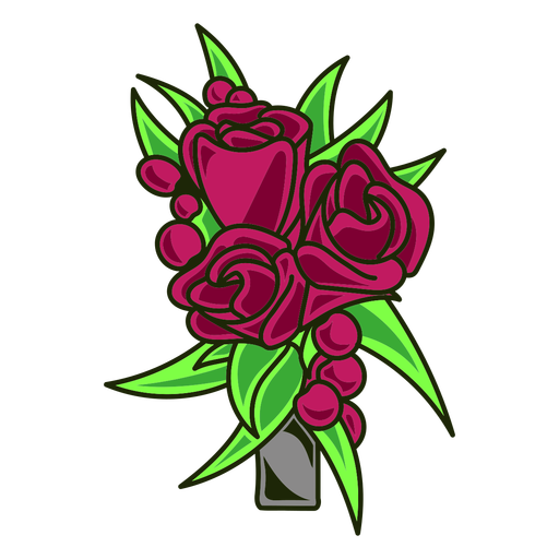 bouquet of roses color stroke PNG Design