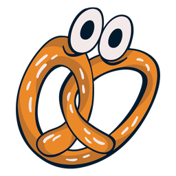 Desenho de personagem de comida de pretzel com medo