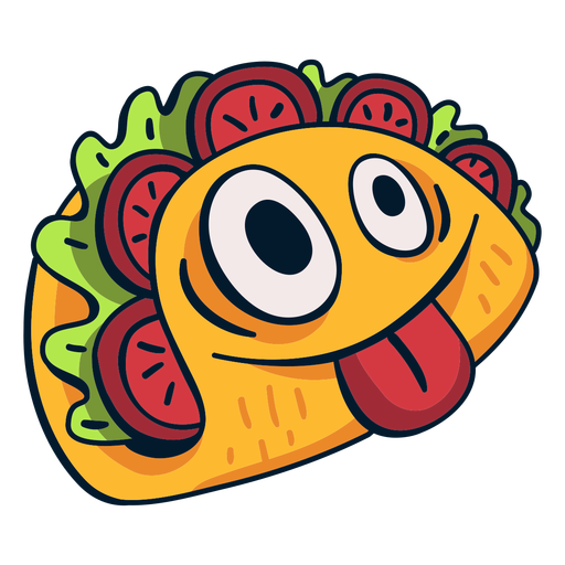 Happy taco food character cartoon PNG Design
