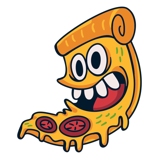 Crazy pizza food character cartoon PNG Design