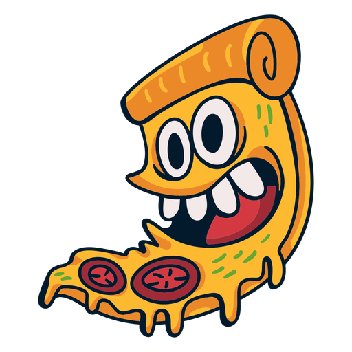 Verrückte Pizza-Essen-Charakter-Karikatur PNG-Design