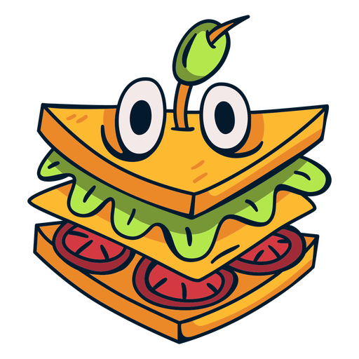 Desenho de personagem de comida de sandu?che louco
