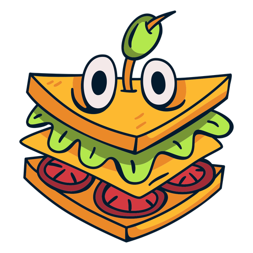 Desenho de personagem de comida de sanduíche louco Desenho PNG