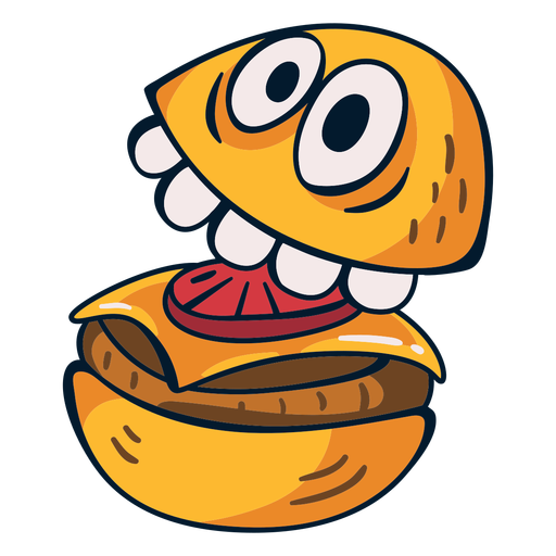 Desenho de personagem de comida de hambúrguer maluco Desenho PNG