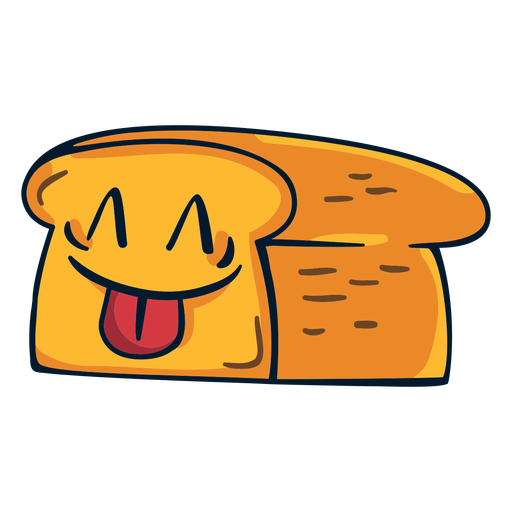 Happy bread food character cartoon PNG Design