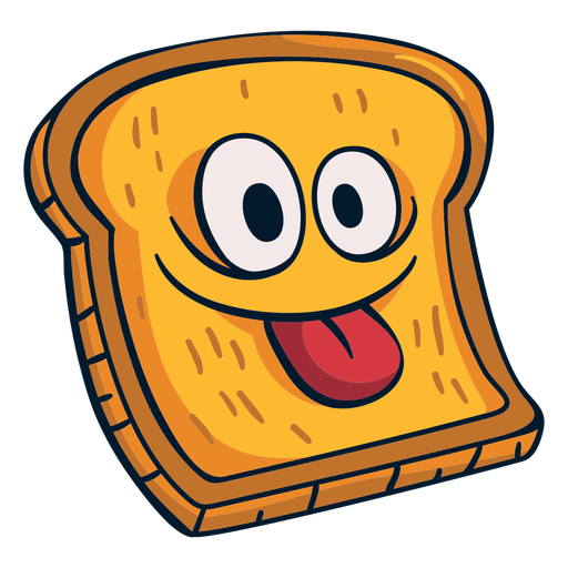 Happy bread slice food character cartoon PNG Design