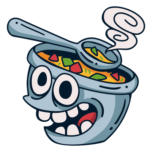 Desenho de sopa de personagem de comida